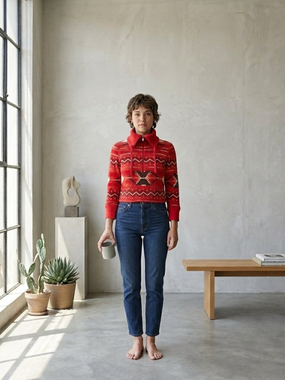 Lauren Active Ralph Lauren Red Tribal Print Zip Jacket XS – Vented Knit Winter